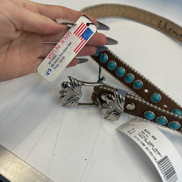 B.B. Simon Brown Belt with Turquoise Accents - Picture 5 of 8